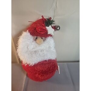 Vintage Plush Fib Santa Claus Ornament.